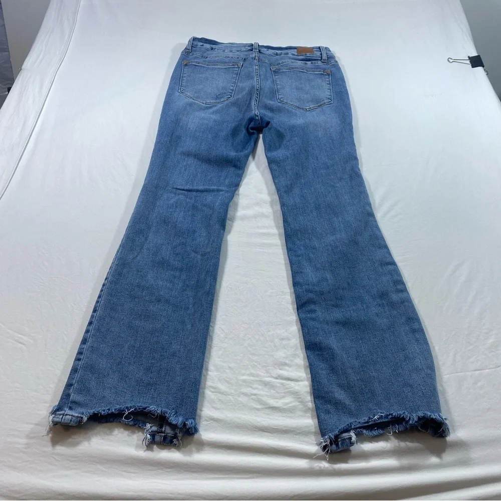Judy Blue Flare Wide Leg Blue Jeans with Distressed Hem women 13-31 Boho - Picture 6 of 10